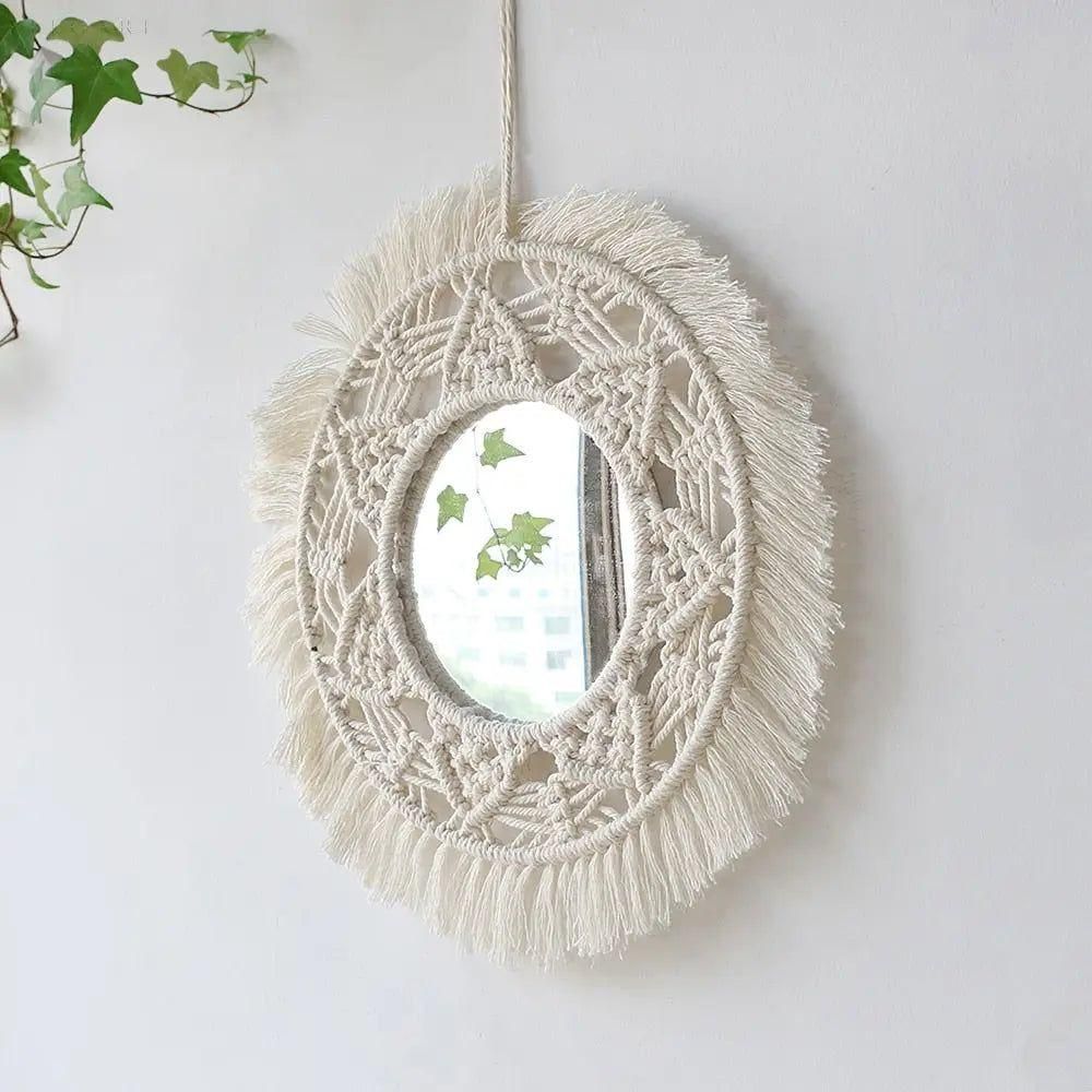 BohoDecor Spegel - Ästetisk Rund Boho Väggspegel