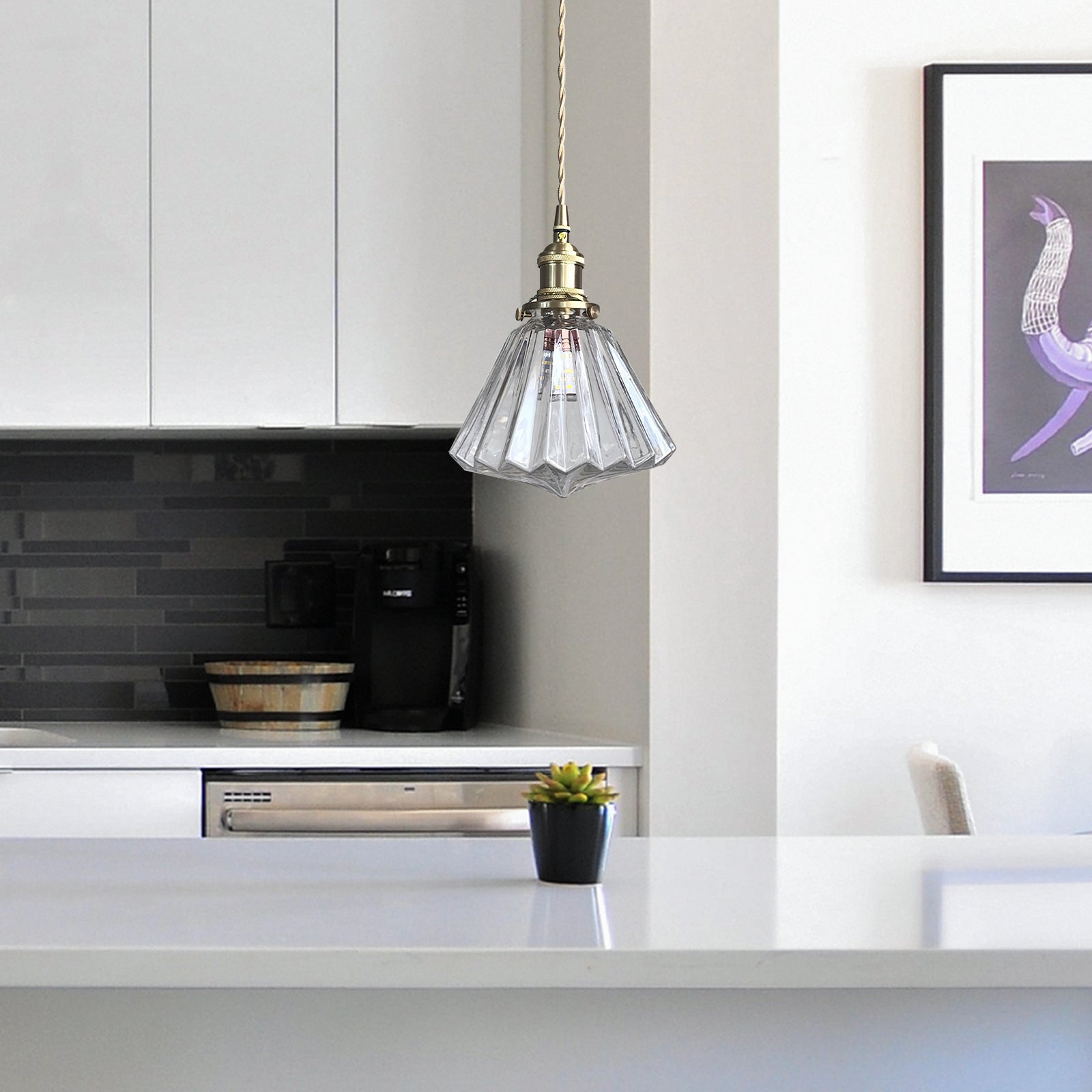 Brass och Glass Kök Hängande Lampor