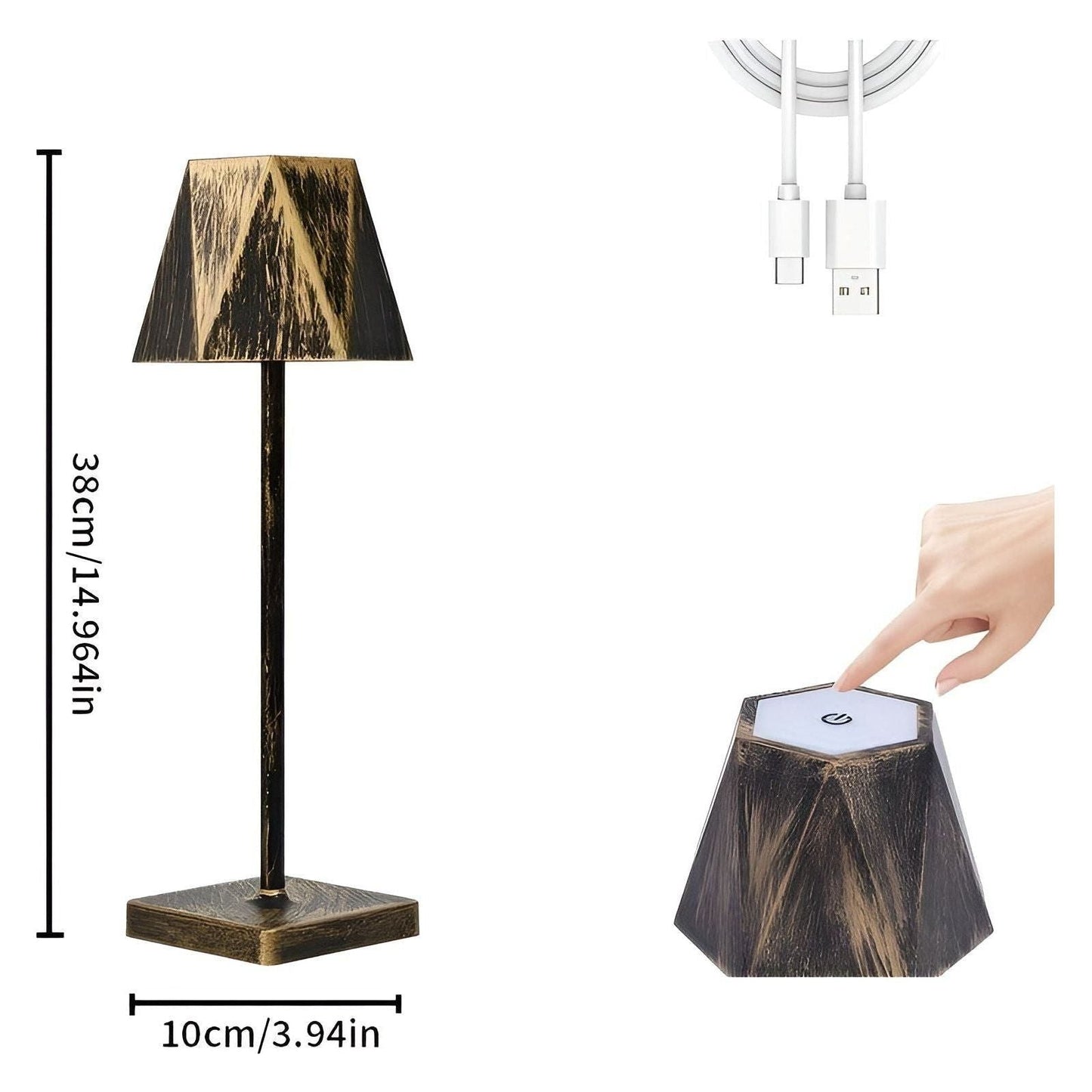 BrightLuxe Lampa - Vintage Återuppladdningsbar Trådlös LED Bordsnummer för Hemmet