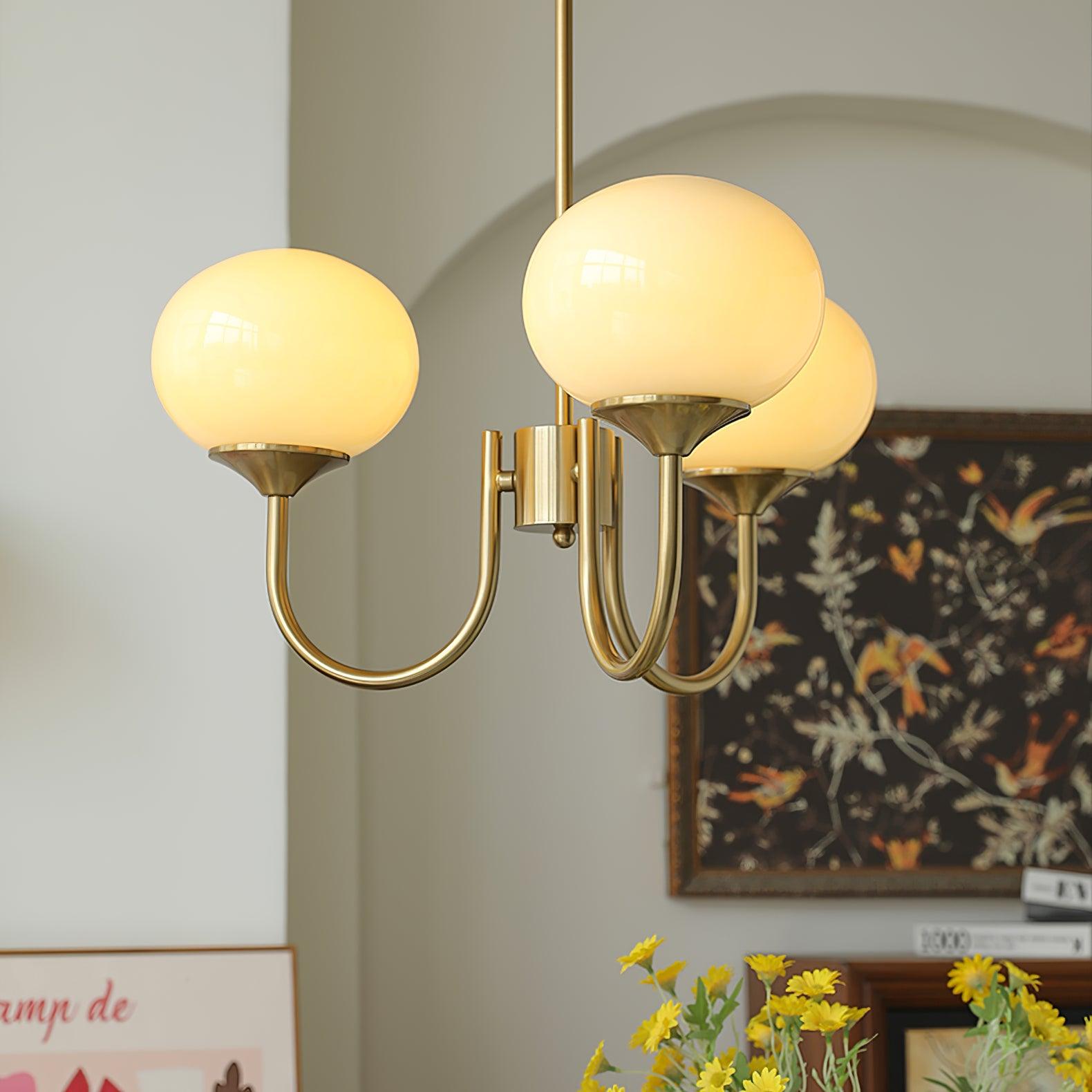 Modern Bubble Chandelier | Rosa Glas & Guld Finish | 19.69" Pendellampa | Stilfull Hem Accent