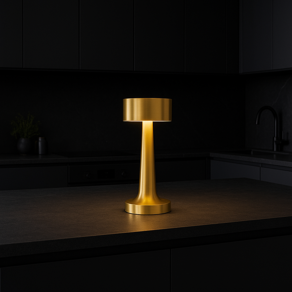 Ambient Halo Bordslampa | Trådlös Touchkontroll | USB-C Uppladdningsbar | 16h Drifttid | Metallfinish