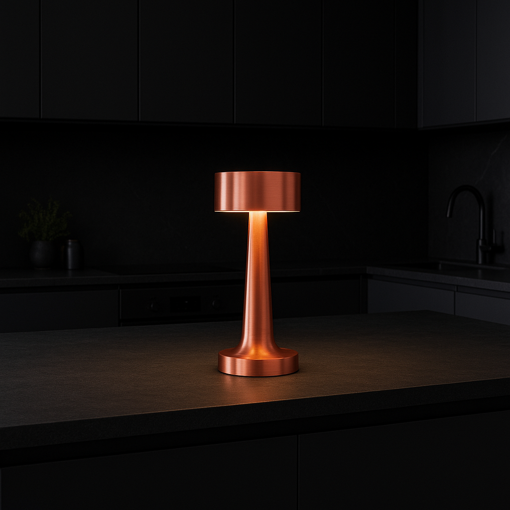 Ambient Halo Bordslampa | Trådlös Touchkontroll | USB-C Uppladdningsbar | 16h Drifttid | Metallfinish