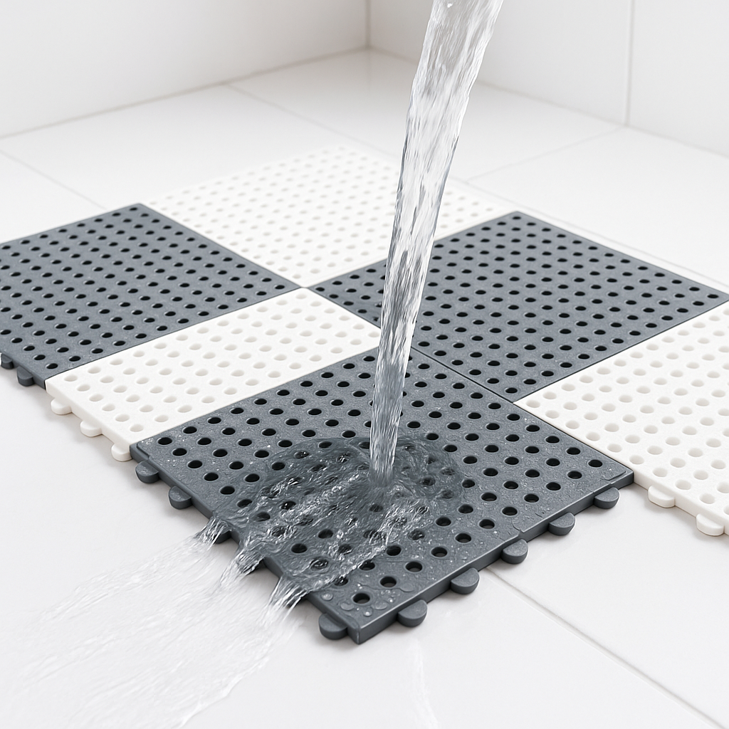 Icke-Glid Duschmatta Set | Vattentät Gummi | Mögelresistent | 11,8" x 11,8" | Snabbtorkande Säkerhet