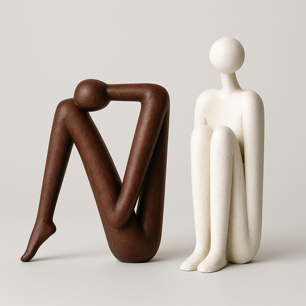 Skulpturala Bokstöd | Modern Hylldekoration | Icke-glidande Bas | 5,9" Harpiks