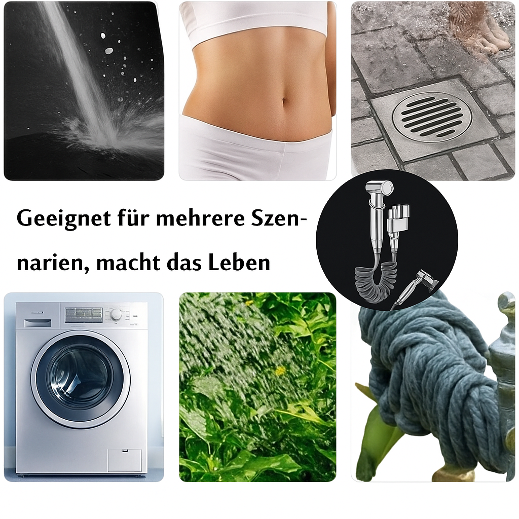 AuriJet rostfritt stål bidetsprayer – toalett-dusch med tryckreglering & ergonomiskt handtag