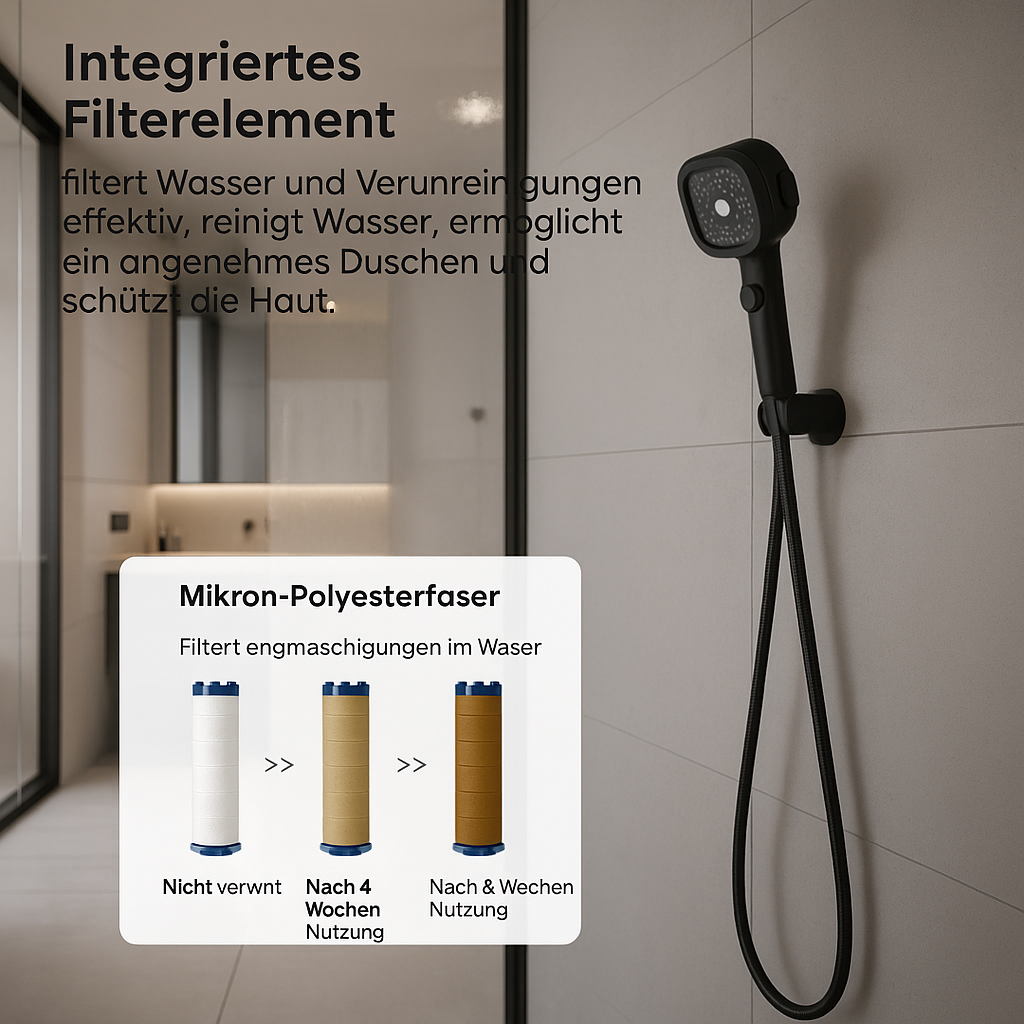 HydraFlow Högtryck Duschhuvud – 3 Strålarter, vattensparande & robust ABS-material