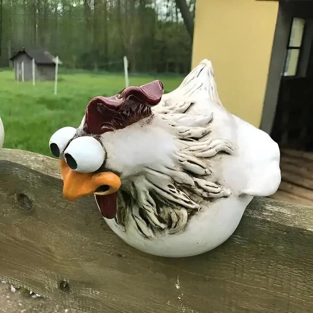 ChickChuckle Skulpturer - Keramiska hönsfigurer för trädgård och staket