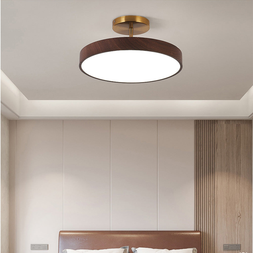 Semi-Flush Trä LED Taklampa – Modern Stil