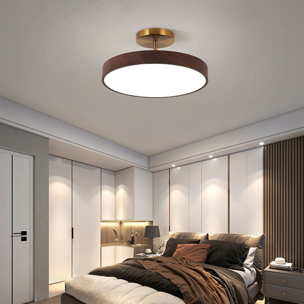 Semi-Flush Trä LED Taklampa – Modern Stil