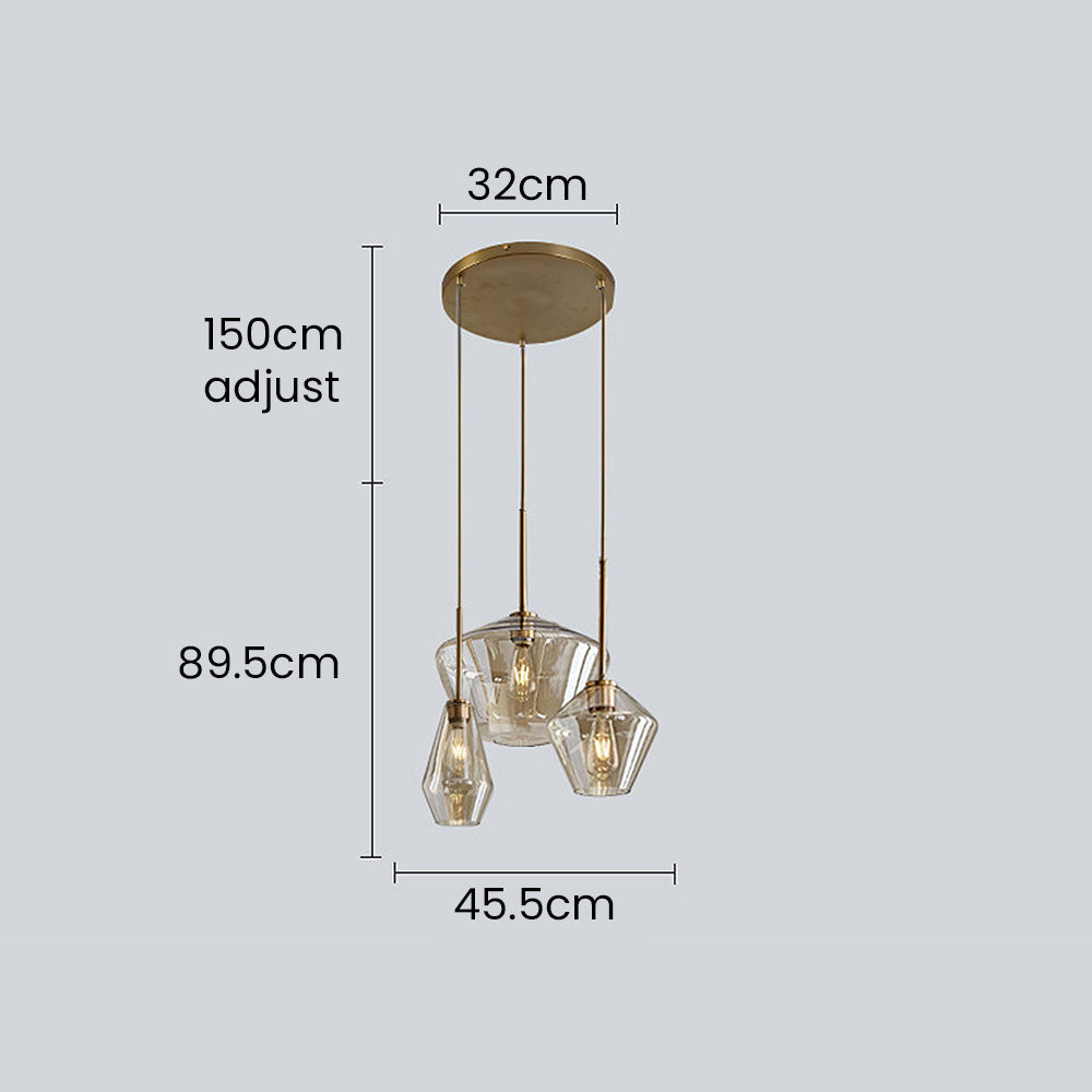 Glaspendellampa med industriell vintage stil