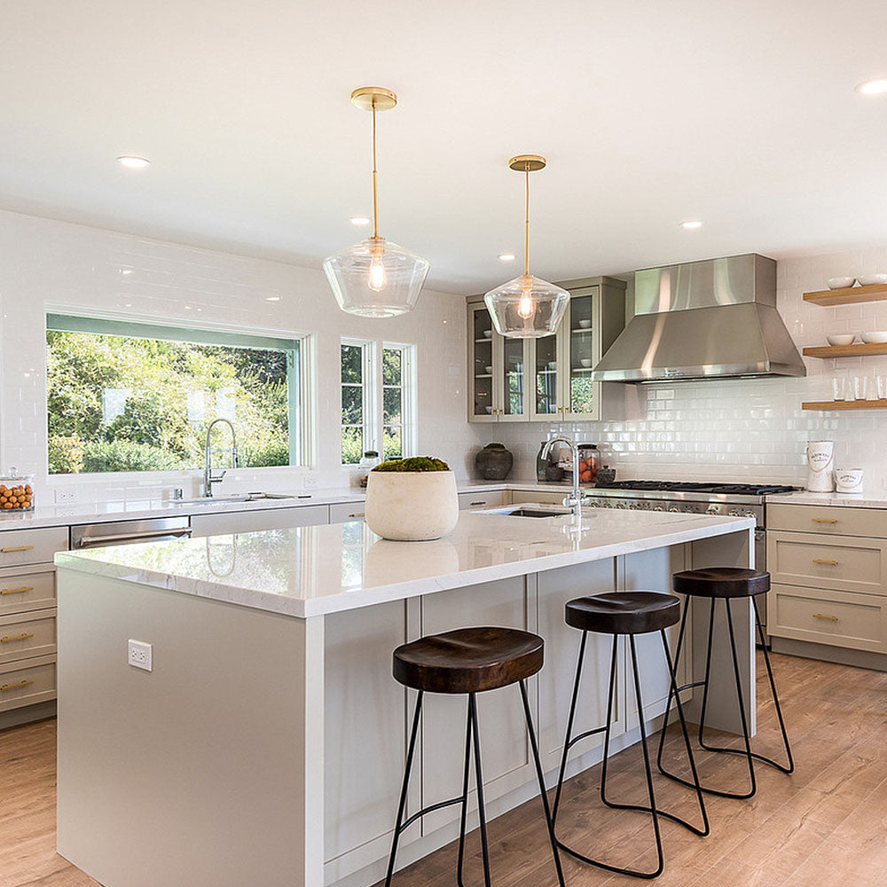 Glaspendellampa med industriell vintage stil