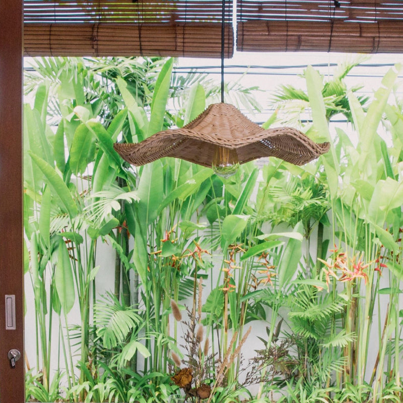 Boho Wicker Rattan Lampa i Lantstil