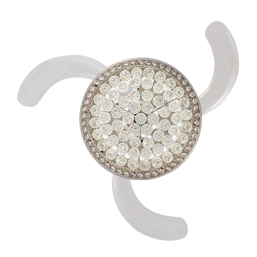 Elegant 42-tums takfläkt med kristallkrona och dimbar LED-lampa