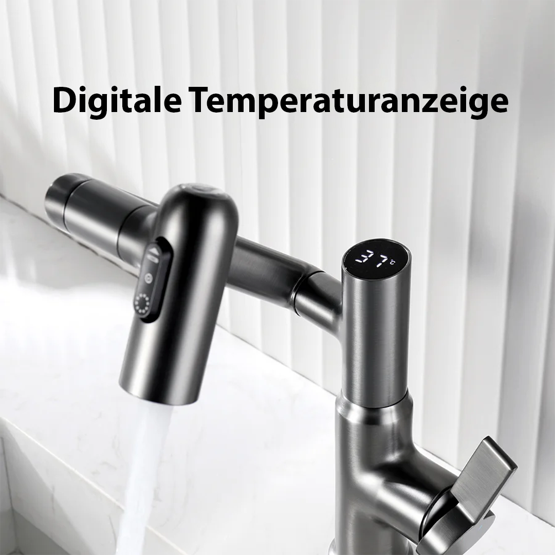 Badrumsblandare Svart Modern Mixer med LED-display