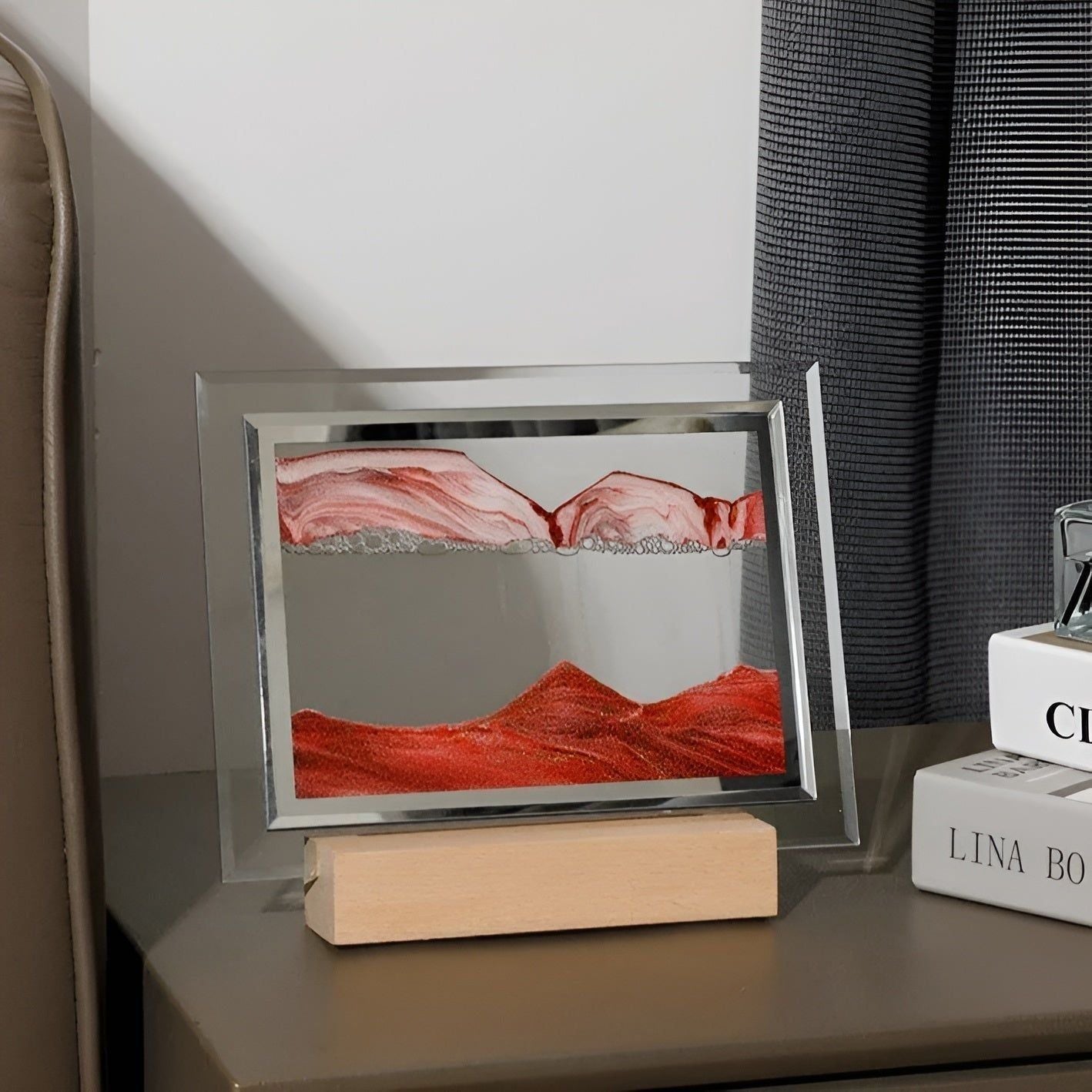 DriftGlow Ljus - 3D Glas LED Sandkonst Rörligt Nattljus