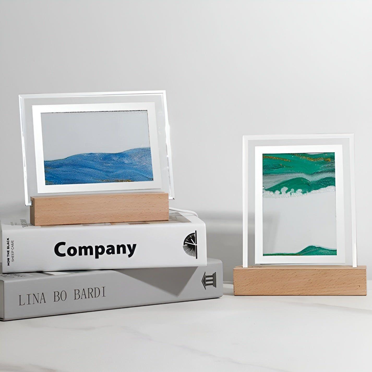 DriftGlow Ljus - 3D Glas LED Sandkonst Rörligt Nattljus