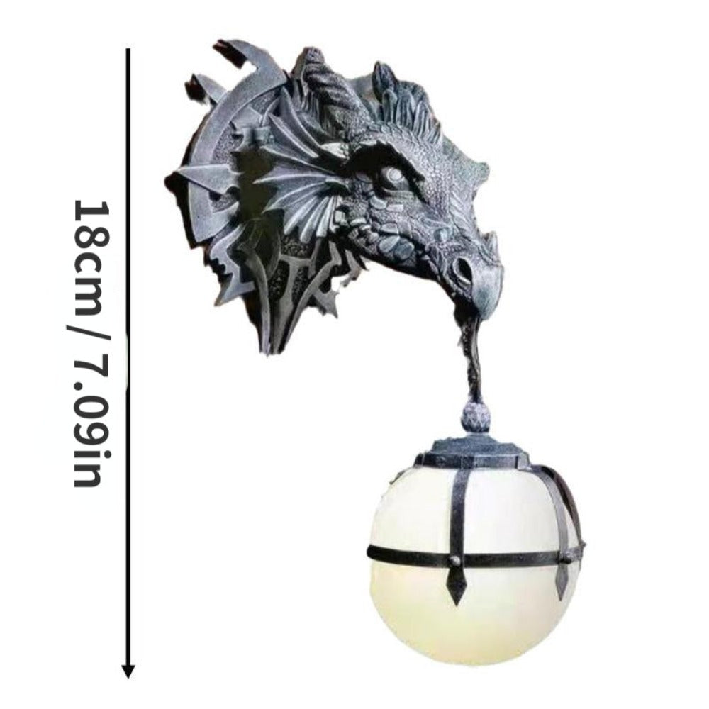 Royallure Dragon Head Wall Mount Hanging Lamp - 18 cm Unik Fantasi Dekor