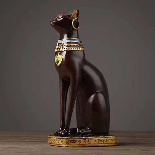 Carvallo Elegance – Egyptisk kattfigur med guldaccenter