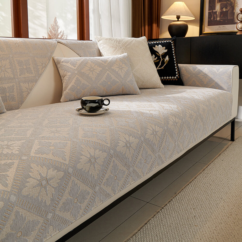 Fransk Elegans Chenille Mjuk Andningsbar Sofföverdrag 4 Säsonger