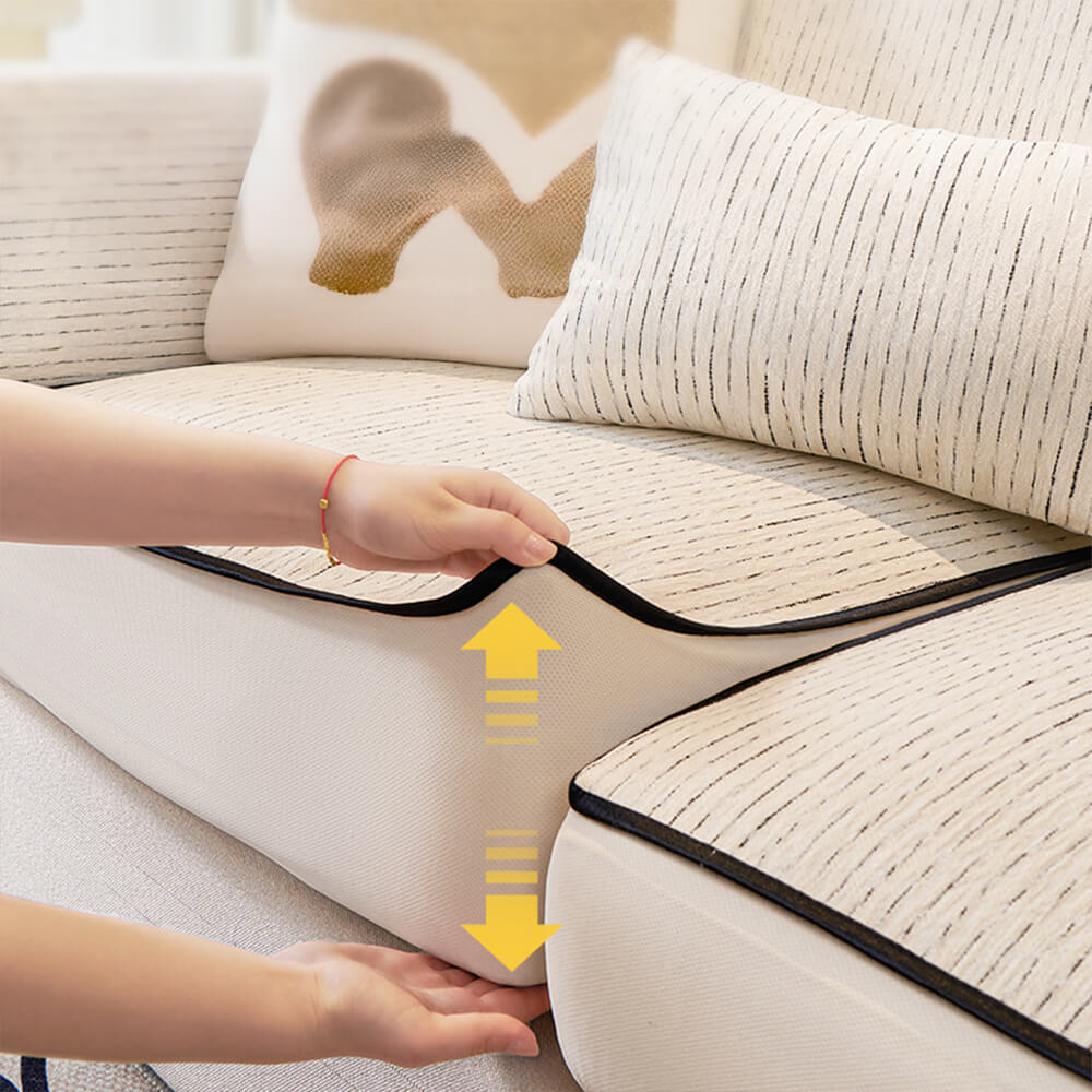 Linear Modern Stretch Chenille Full Wrap Sofföverdrag - Mjukt Hållbart Design