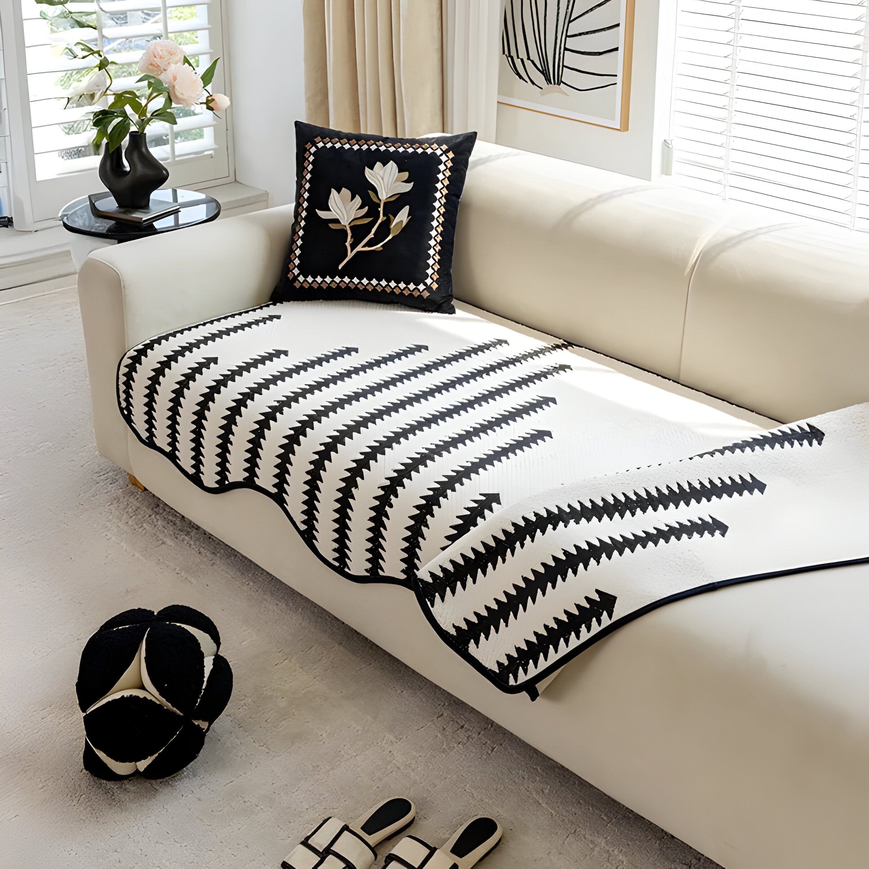 ArtiLounge Täckning - Modern Chevron Rand Chenille Sofföverdrag