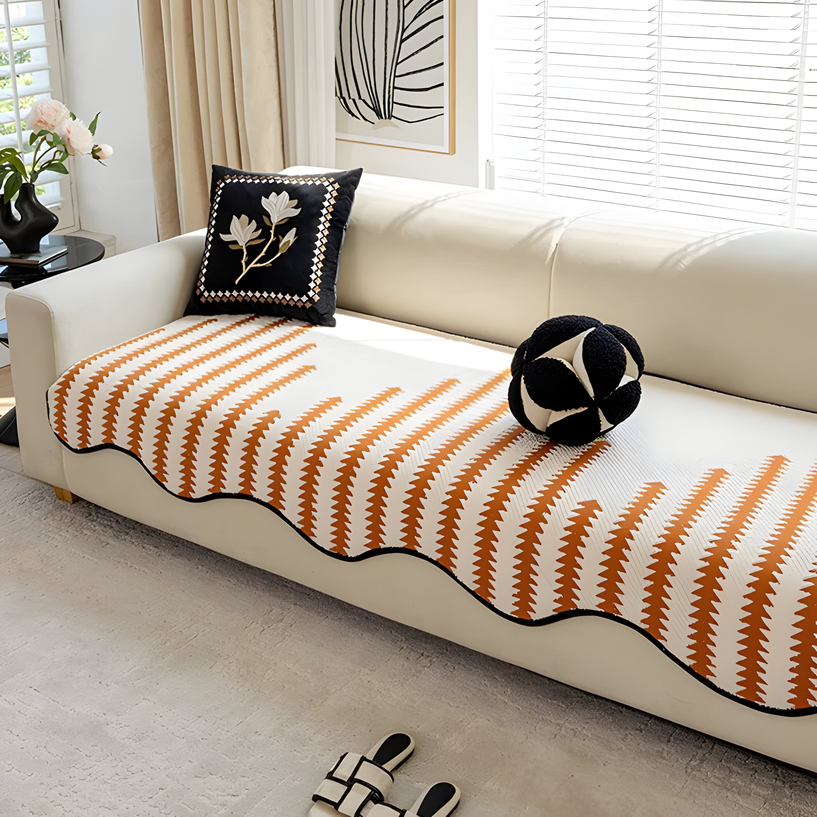 ArtiLounge Täckning - Modern Chevron Rand Chenille Sofföverdrag