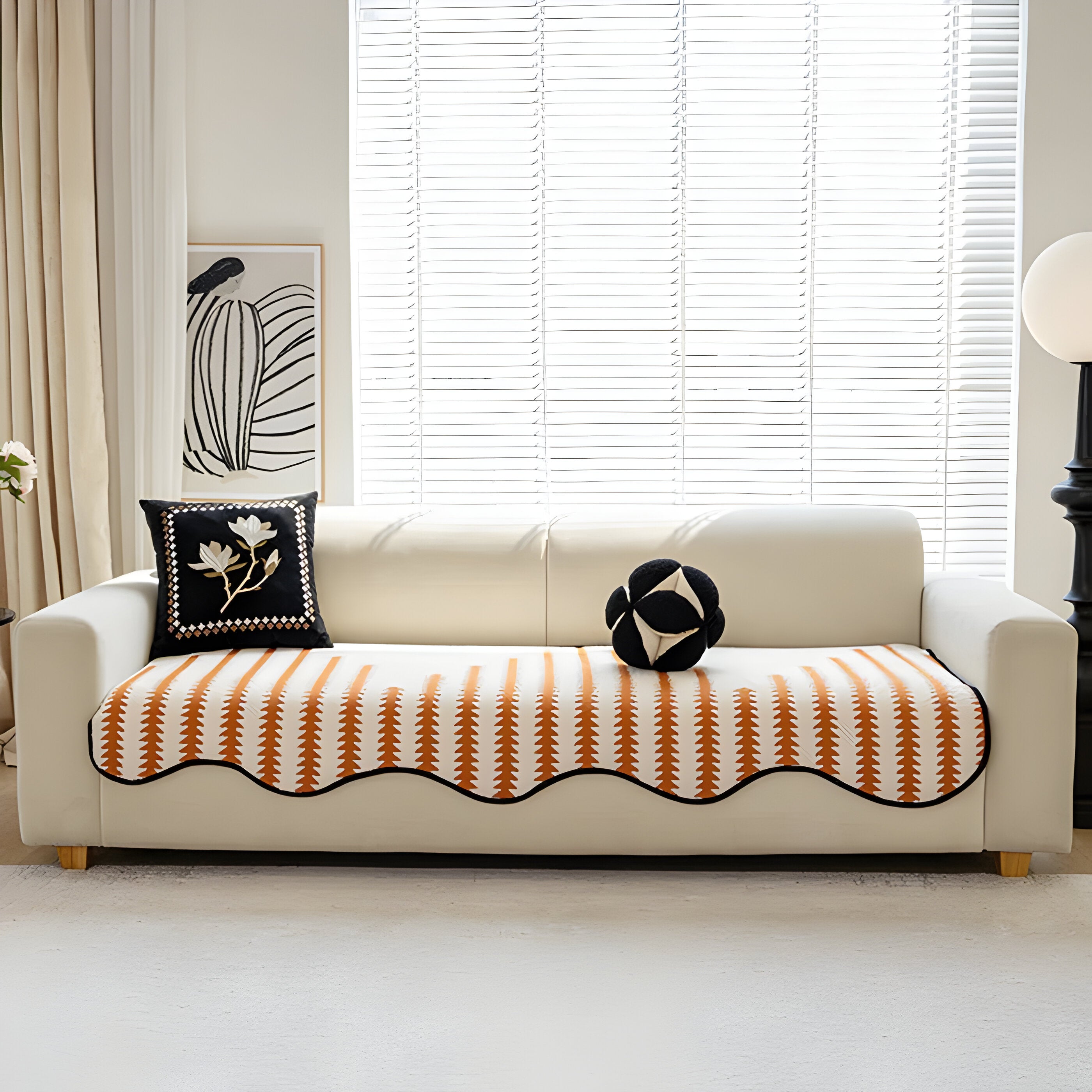 ArtiLounge Täckning - Modern Chevron Rand Chenille Sofföverdrag