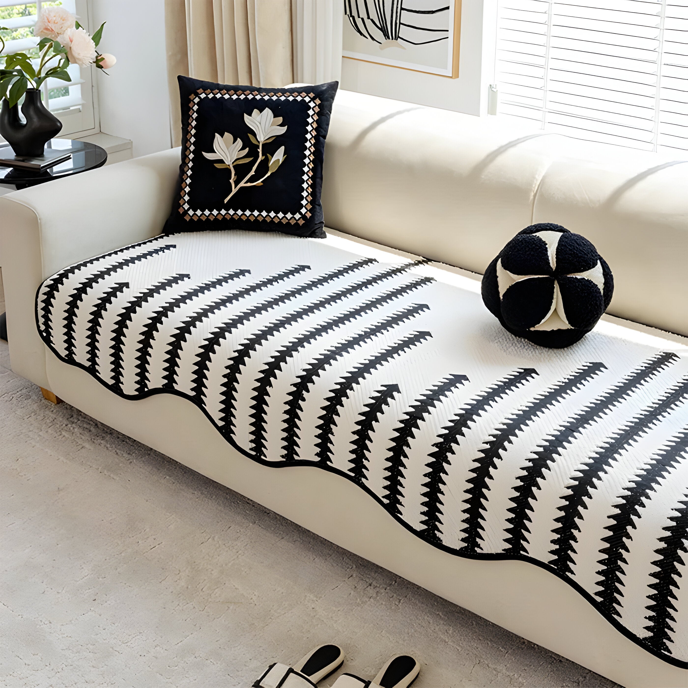 ArtiLounge Täckning - Modern Chevron Rand Chenille Sofföverdrag