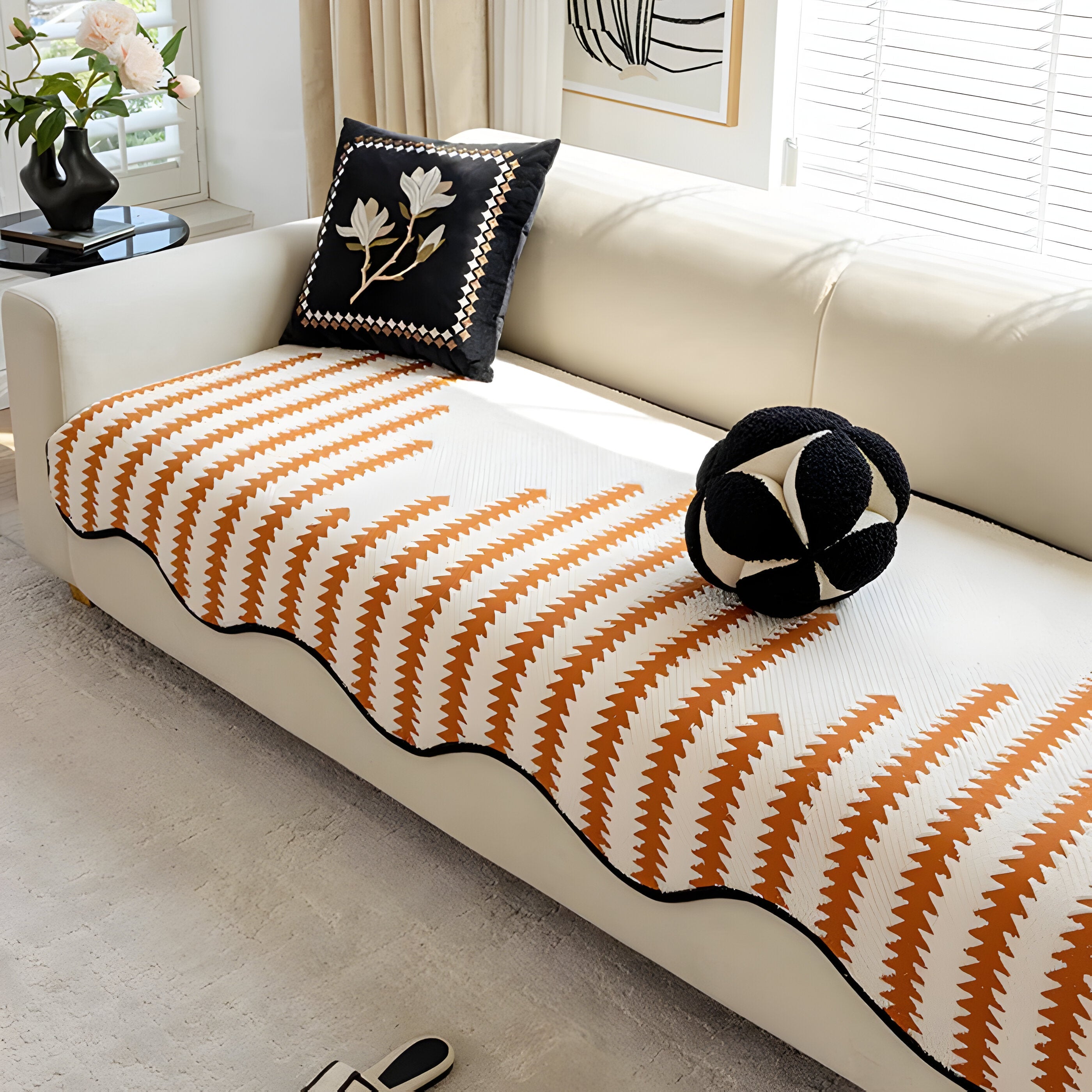 ArtiLounge Täckning - Modern Chevron Rand Chenille Sofföverdrag