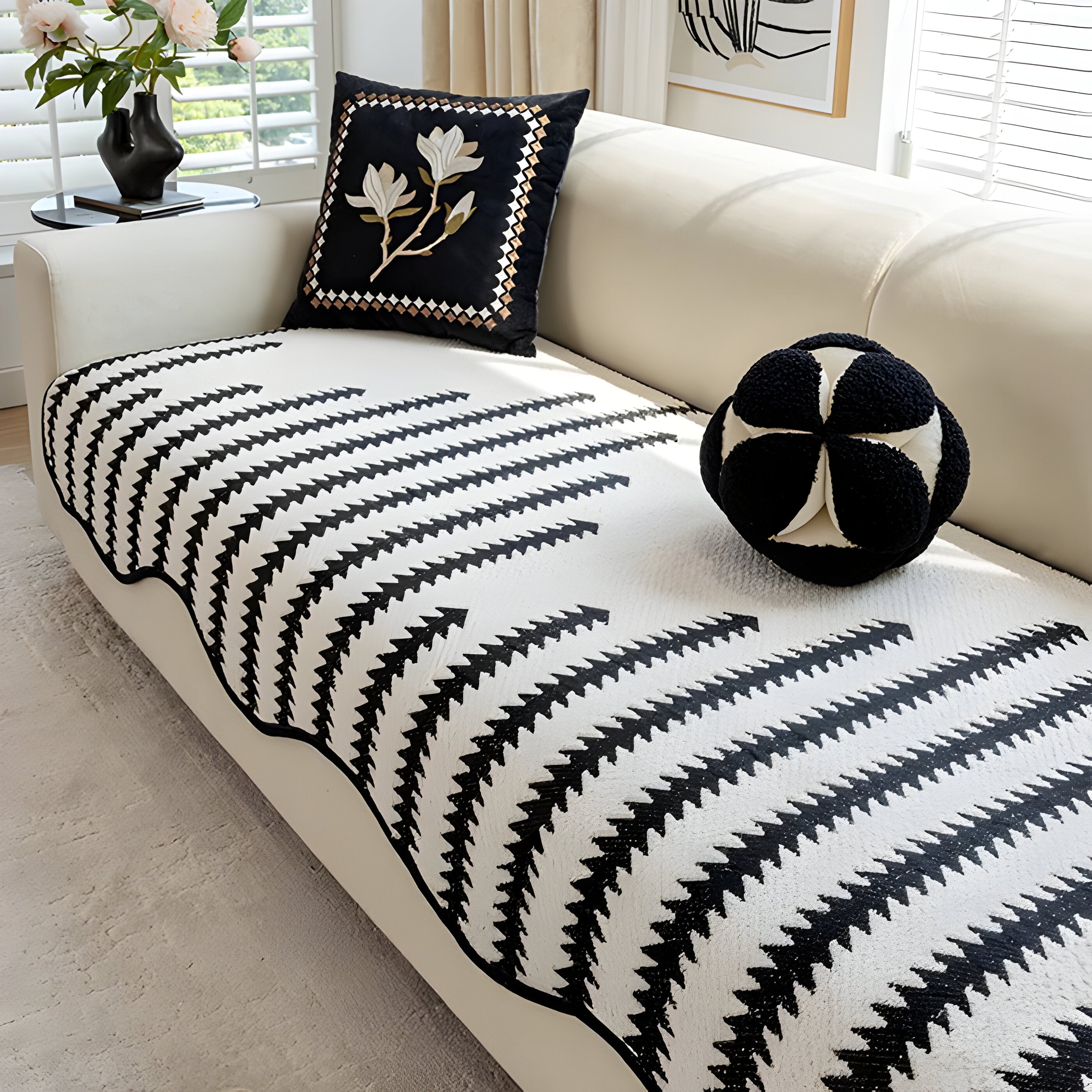 ArtiLounge Täckning - Modern Chevron Rand Chenille Sofföverdrag