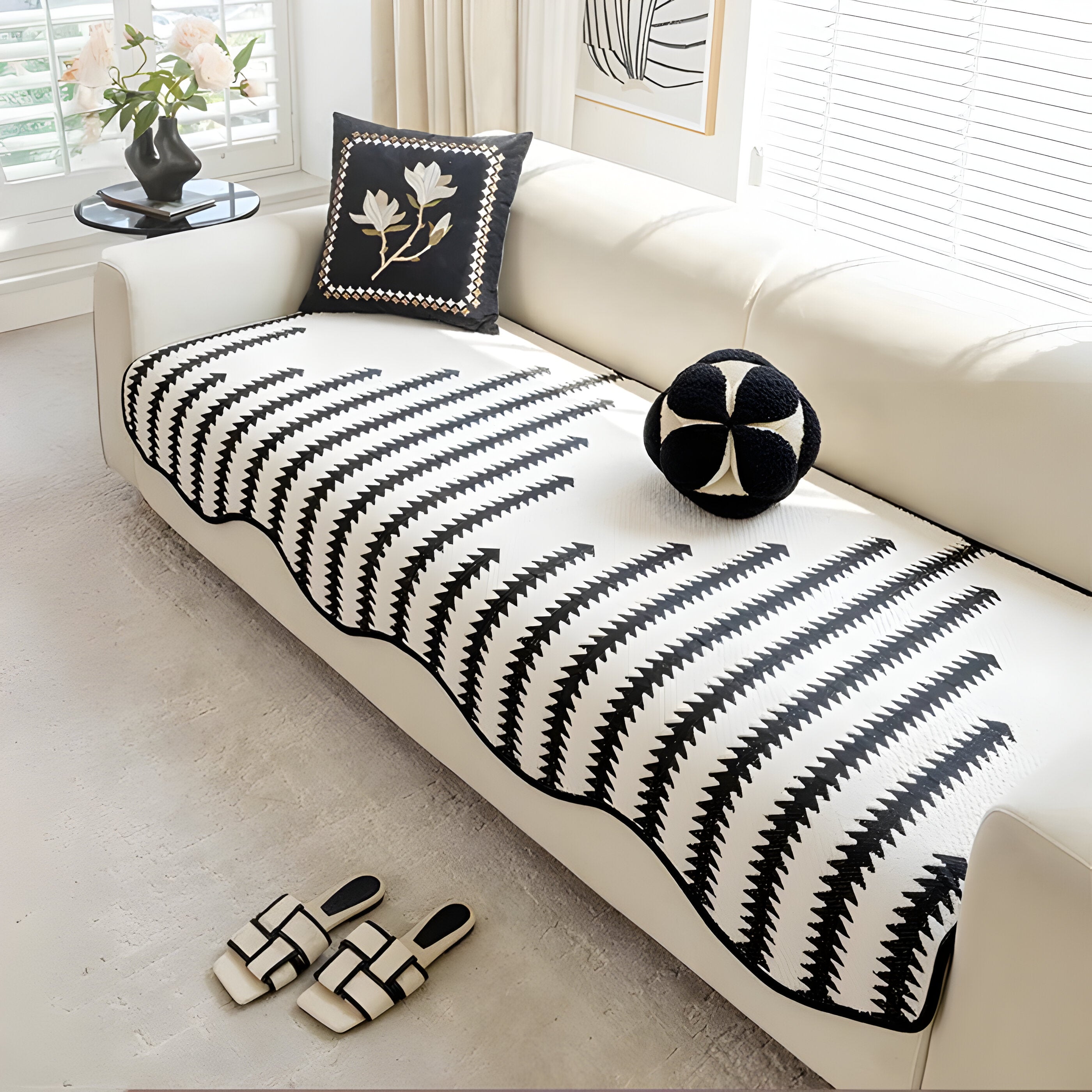 ArtiLounge Täckning - Modern Chevron Rand Chenille Sofföverdrag