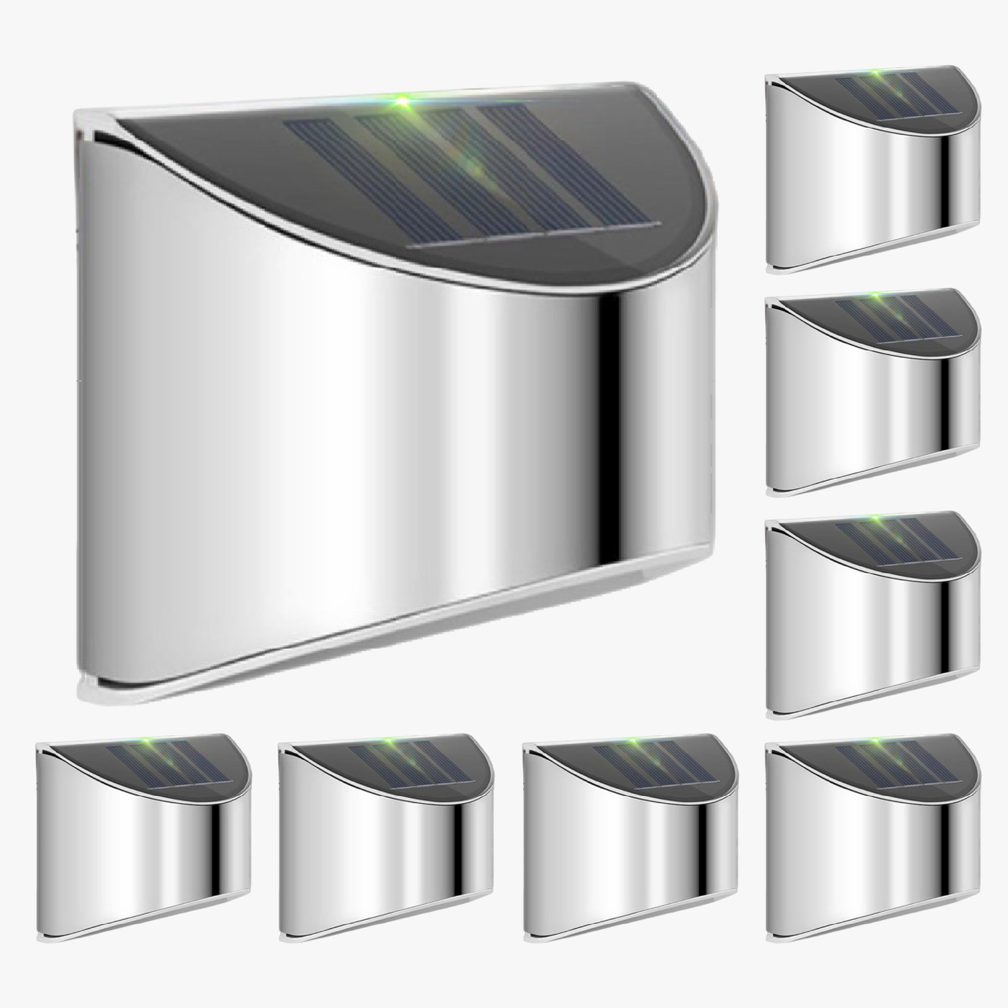 Solpanel LED Utomhusvägglampor i Rostfritt Stål - Hållbara Vattentäta för Gräsmatta, Bakgård, Trädgård