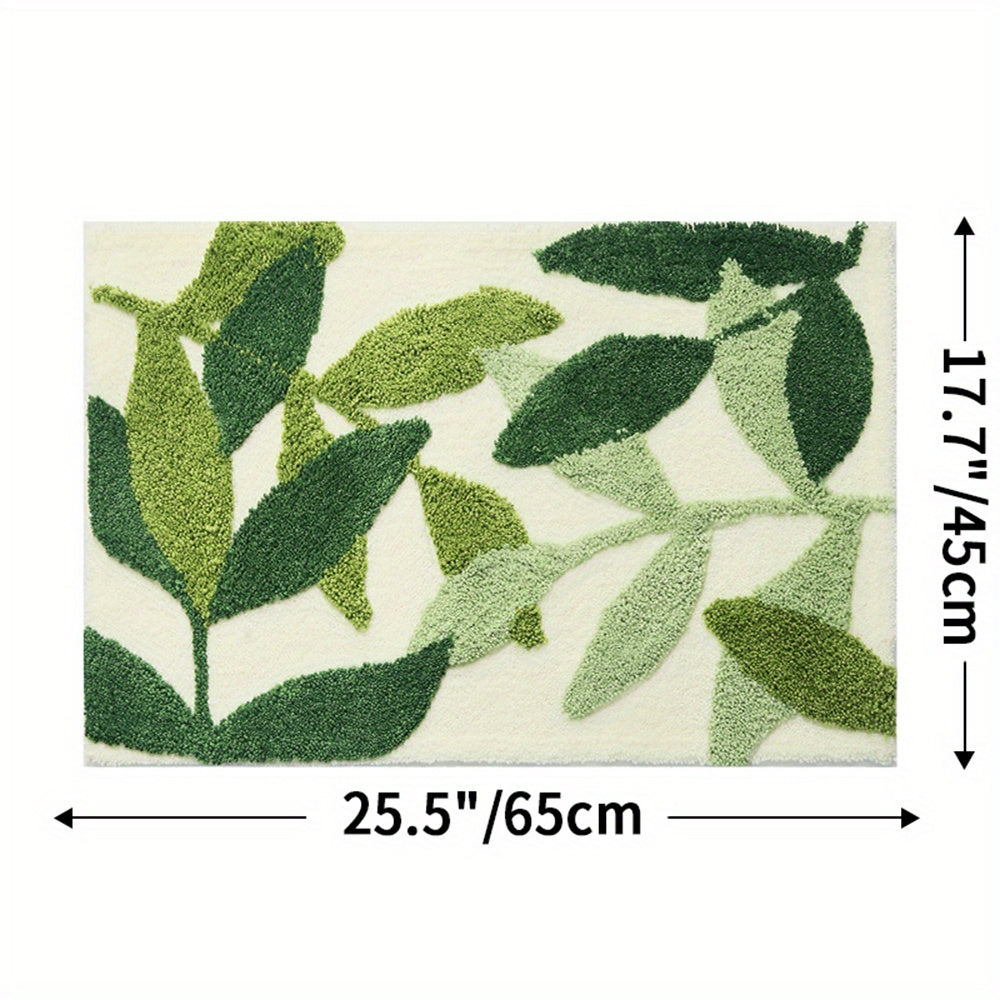 Fien Absorberande Badmatta med elegant bladmönster – Halkfri komfort för moderna badrum