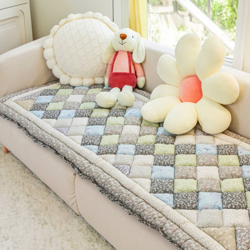 Blommig Handgjord Ren Bomull Skyddande Sofföverdrag, Halkfri