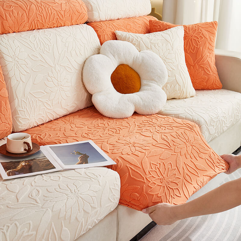 Blommig Sammet Stretch Hela Wrap Soffskydd Sofföverdrag