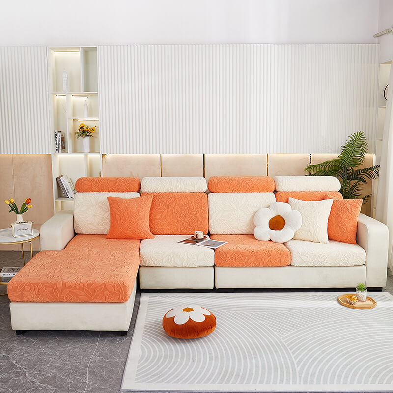 Blommig Sammet Stretch Hela Wrap Soffskydd Sofföverdrag