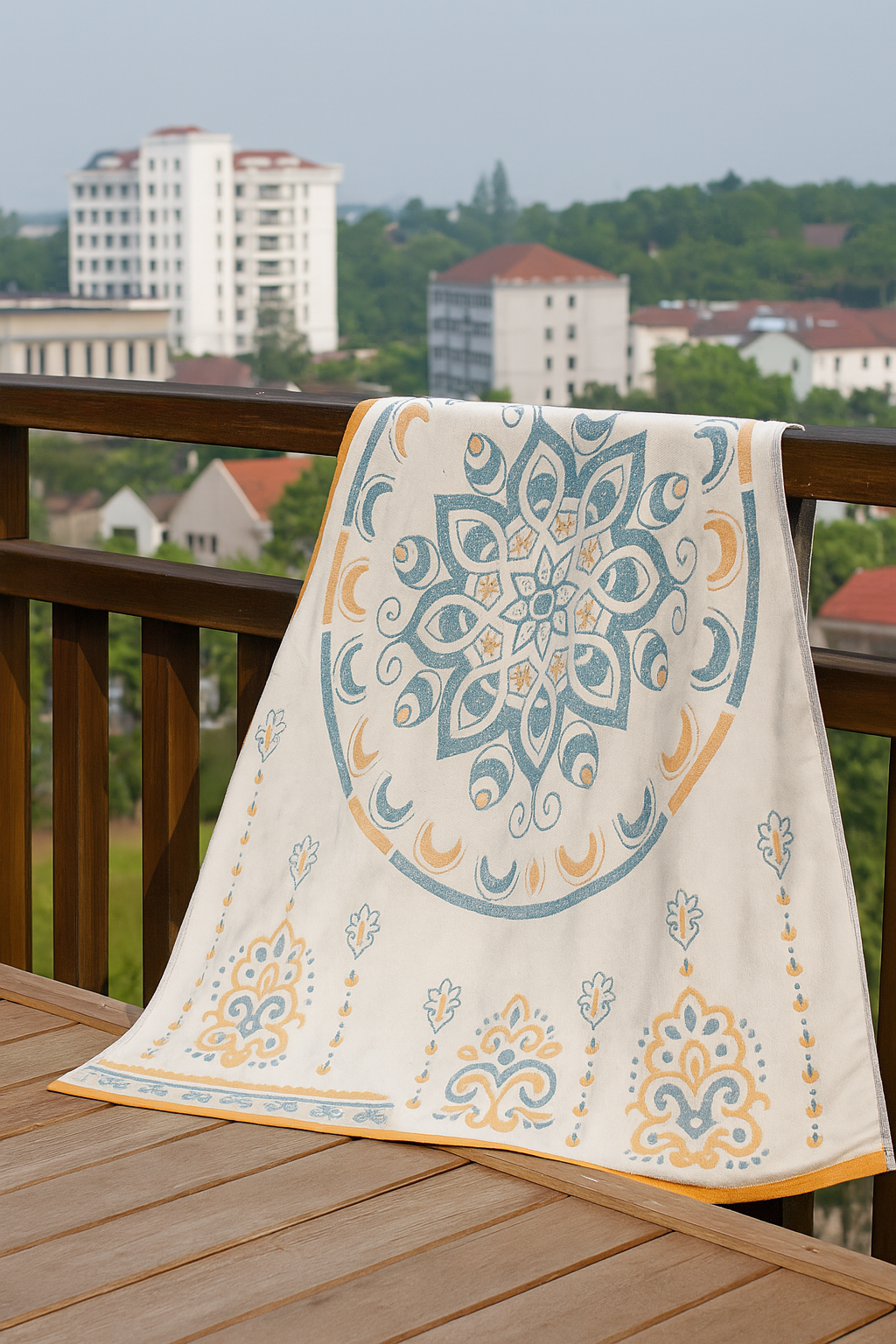 Blommig Tryck Jacquard Bomull Badhandduk 70x140cm