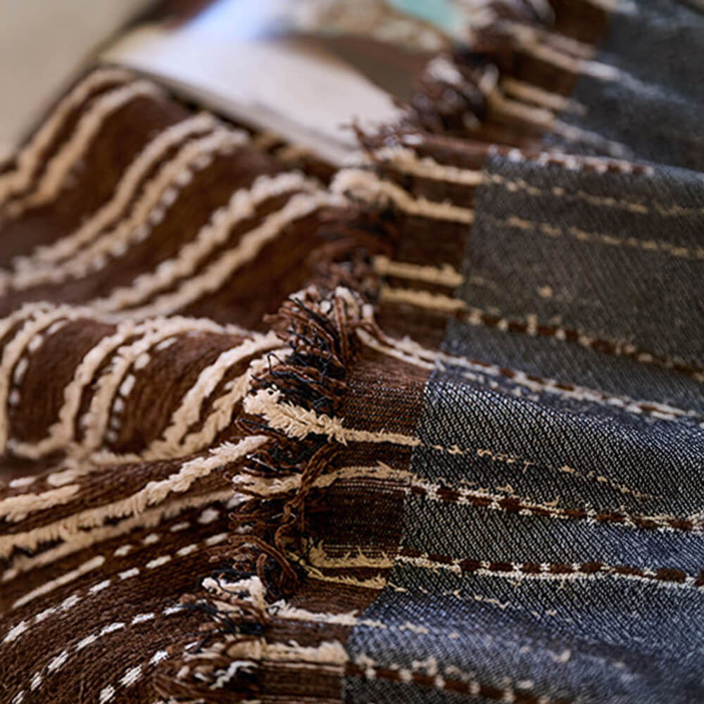 Årsbädd Striped Tassels Chenille Hållbar Sofföverdrag