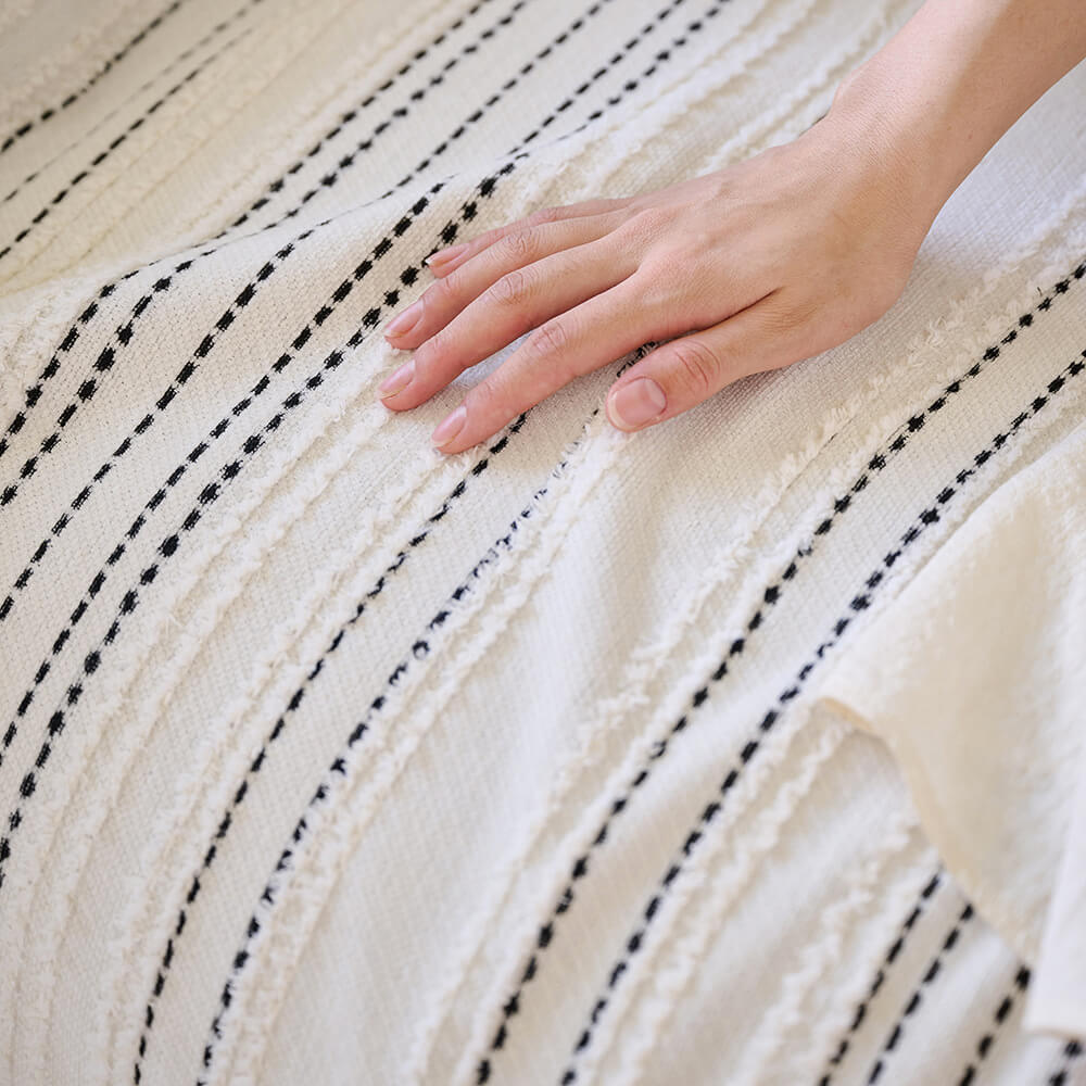 Årsbädd Striped Tassels Chenille Hållbar Sofföverdrag