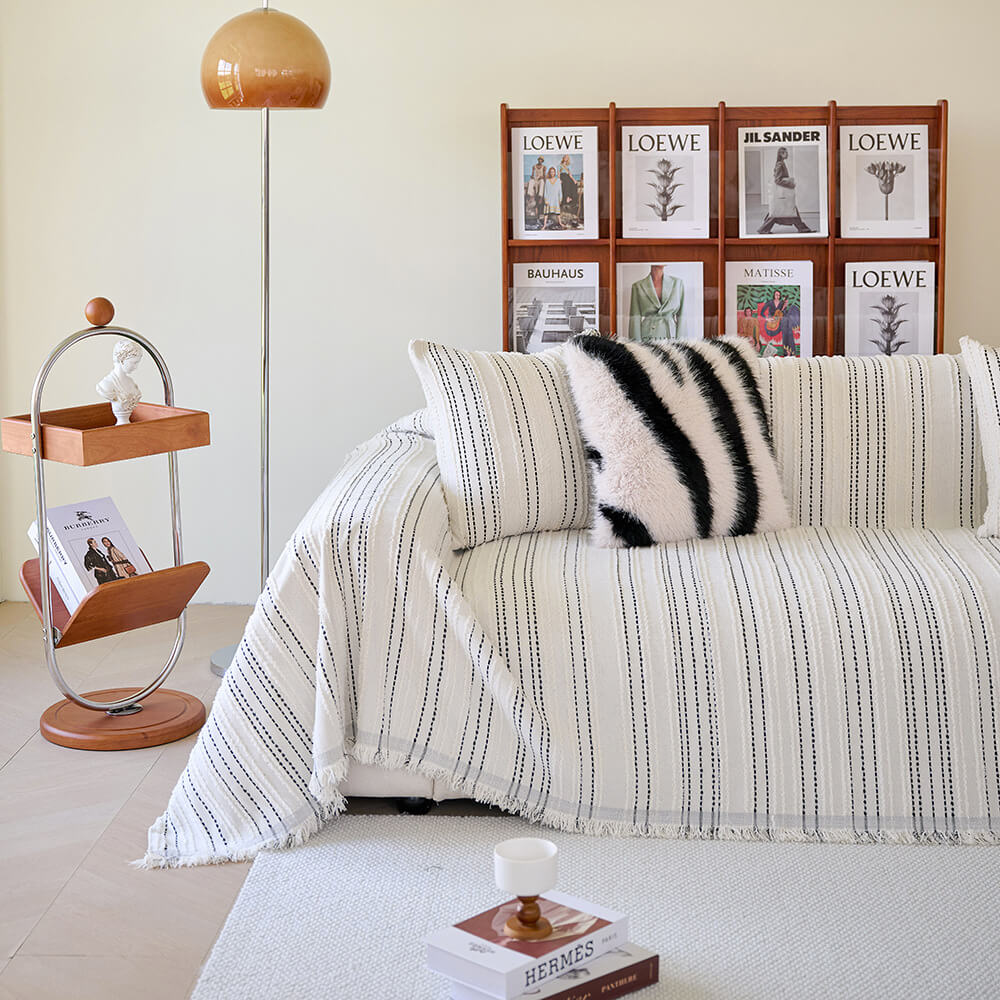 Årsbädd Striped Tassels Chenille Hållbar Sofföverdrag