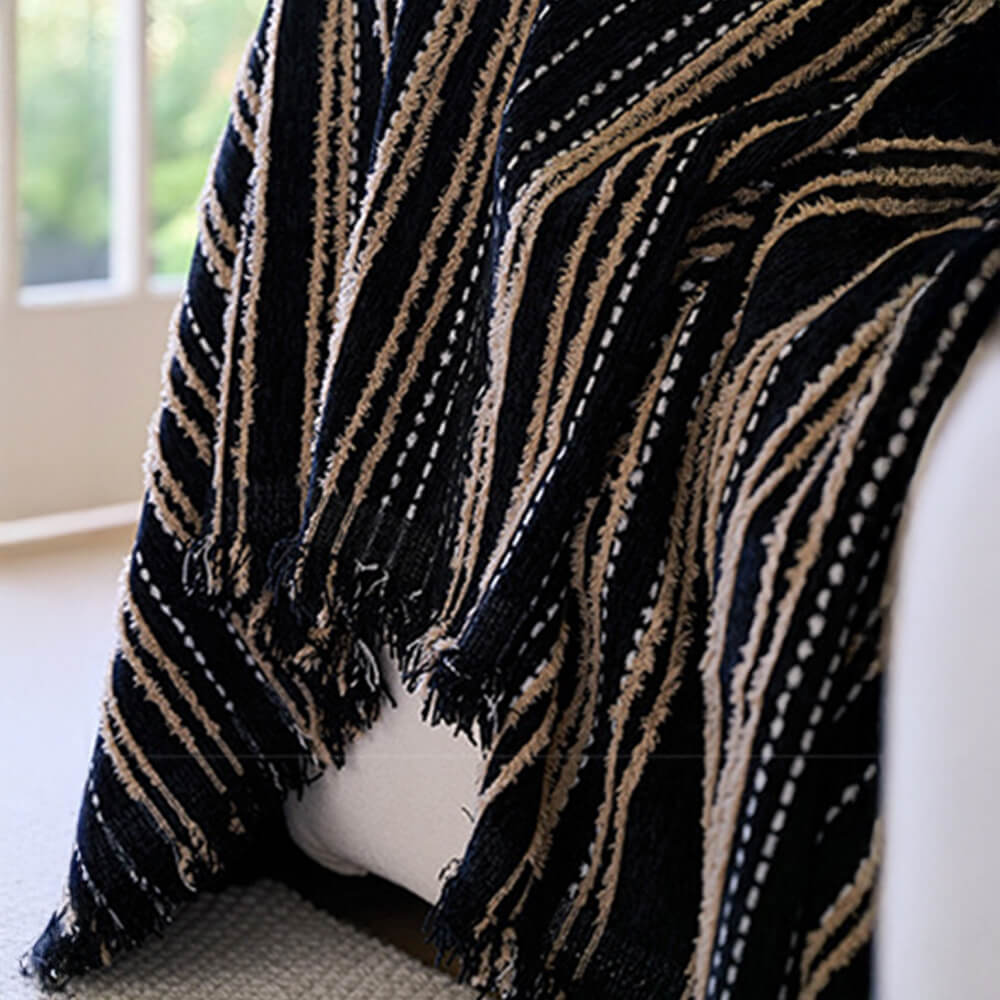 Årsbädd Striped Tassels Chenille Hållbar Sofföverdrag