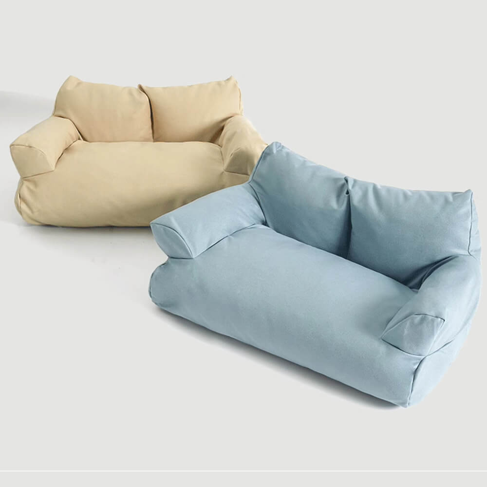 Faux läder anti-rep cozy hundsoffa säng med komfort