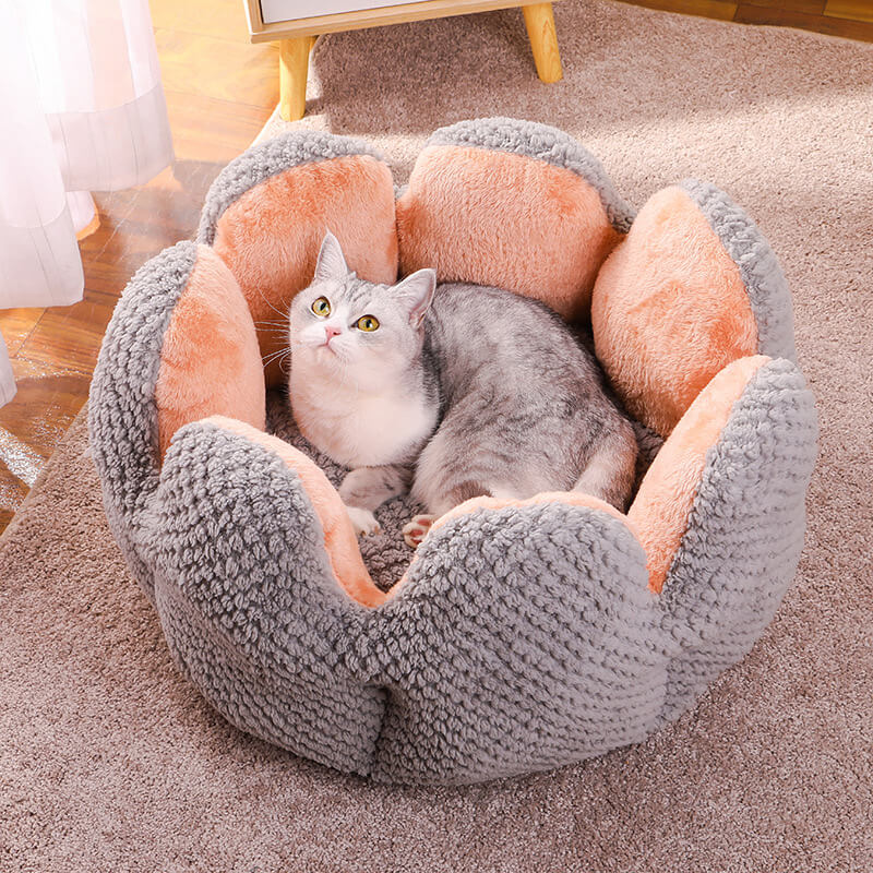 Katt- och hundsäng Plysch Blomdesign