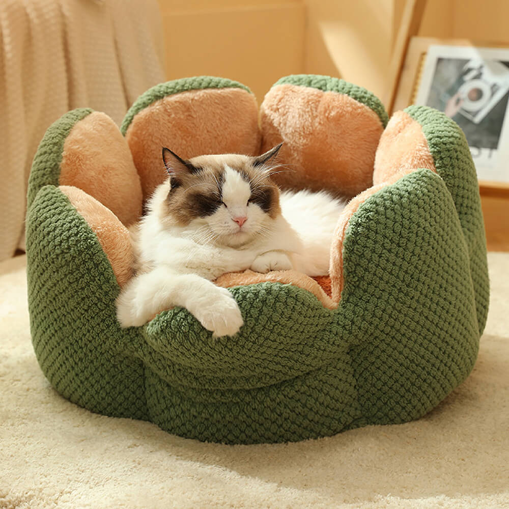 Katt- och hundsäng Plysch Blomdesign