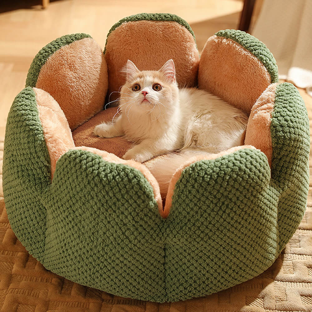Katt- och hundsäng Plysch Blomdesign