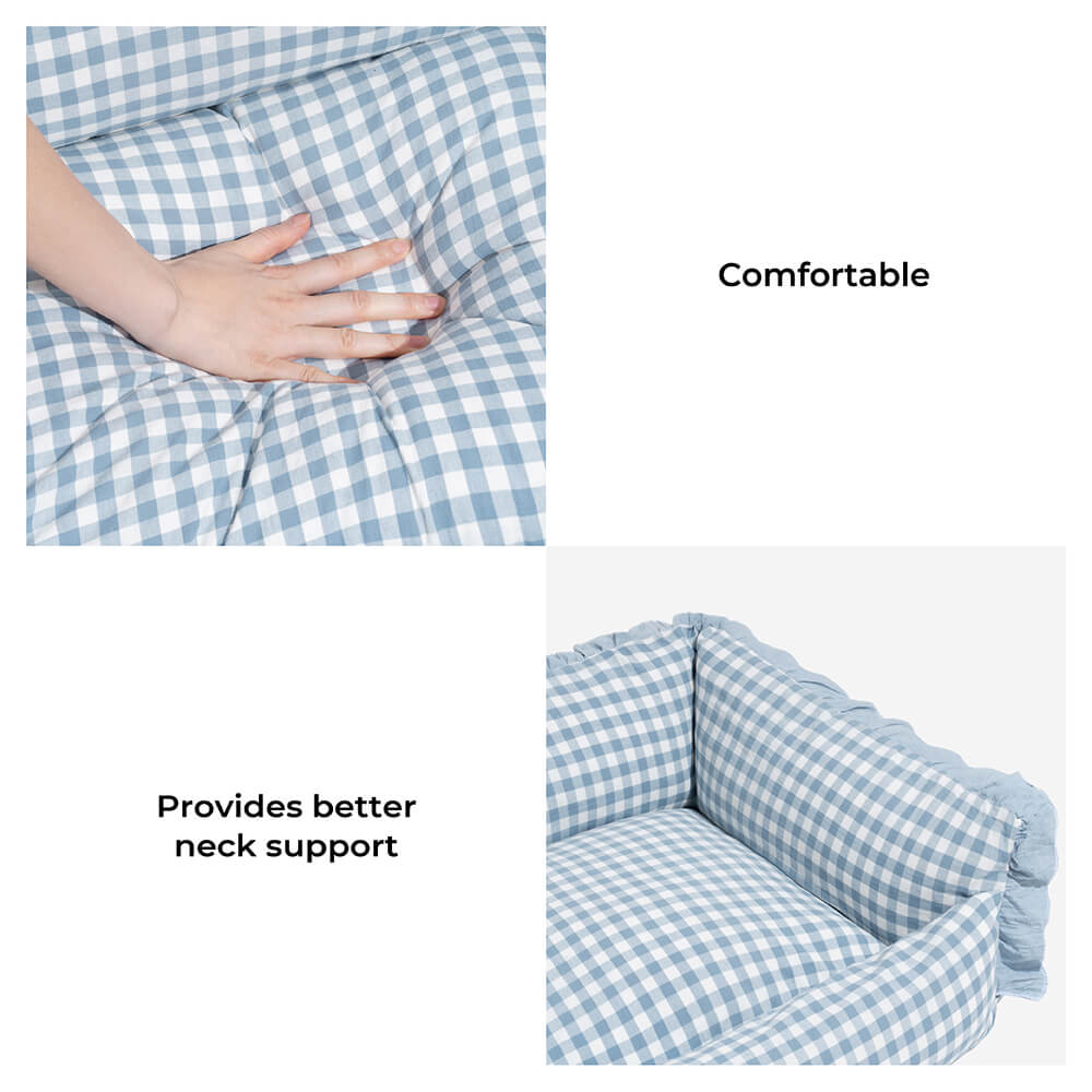 Mjukt Bomull Rutig Husdjurssäng Mysig Andas Lätt att Rengöra