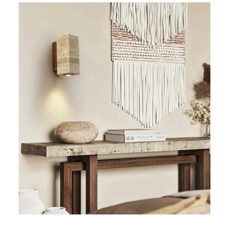 StoneGlow - Modern Vägglampa med Naturstensutseende för Vardagsrum och Sovrum