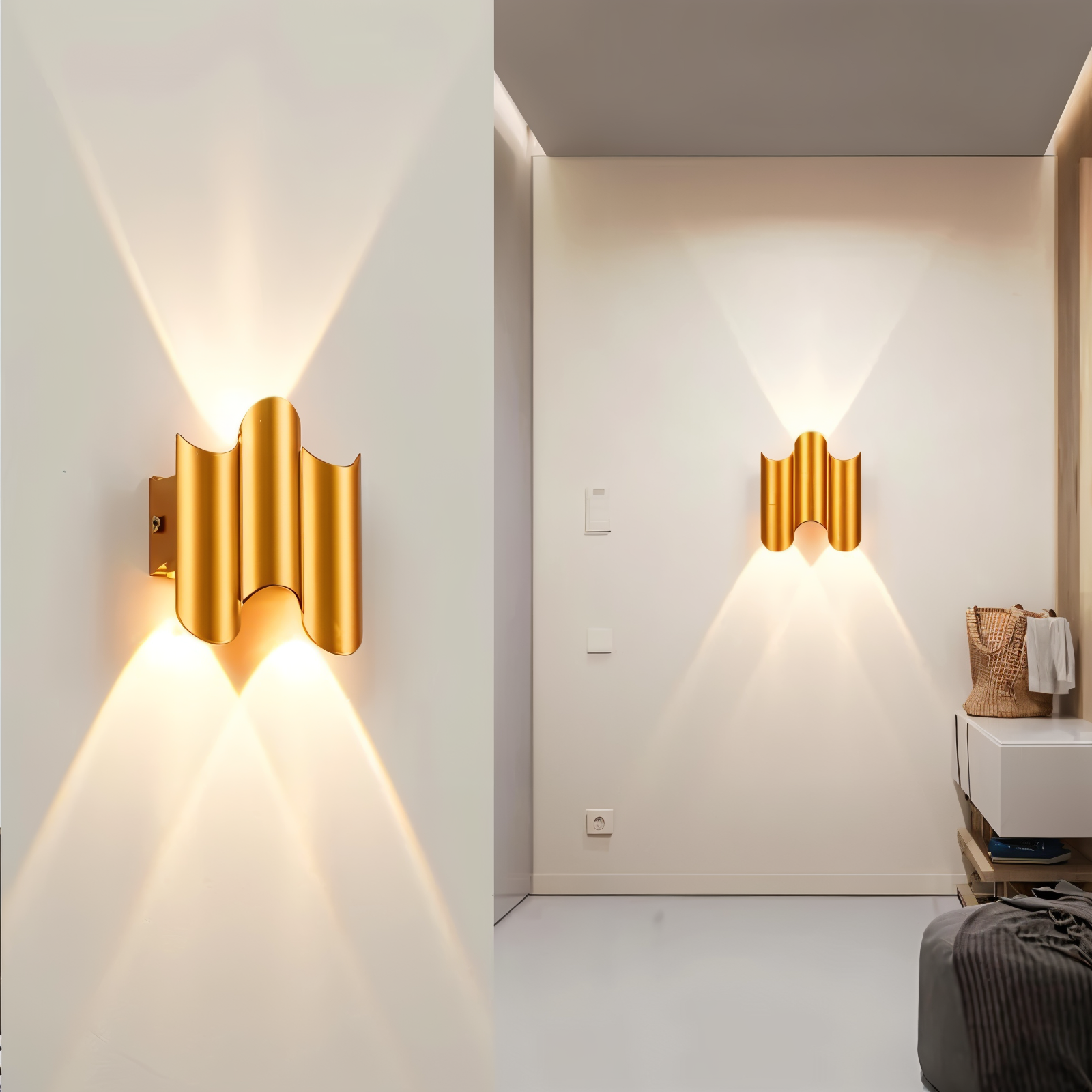 GlamWave Vägglampa - Lyxig svart-guld LED-vägglampa för eleganta rum