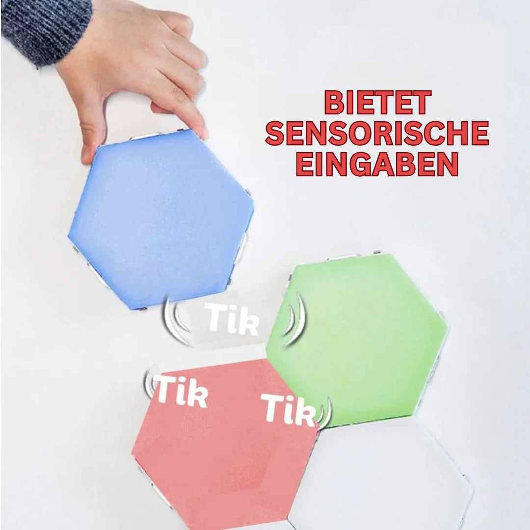 Interaktiva sexkantiga LED-paneler med RGB-färgkontroll och musiksynkronisering
