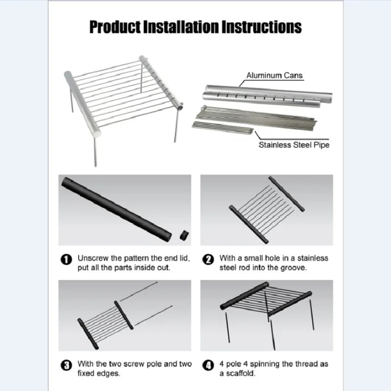 Carvallo Pocket Bärbar BBQ-Grill i rostfritt stål | Fällbar & kompakt | För 3–5 personer | 30 × 27,5 × 15,5 cm